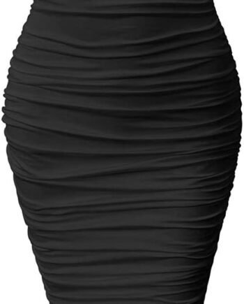 Women Sexy Ruched Bodycon Elasticity Tight Casual Club Pencil Skirt