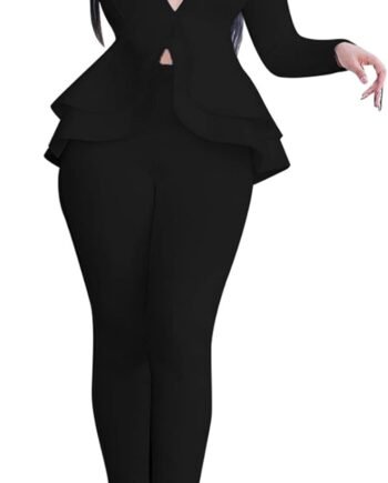 Sexy 2 Piece Outfits for Women Long Sleeve Solid Blazer with Pants Casual Elegant Business Suit Sets