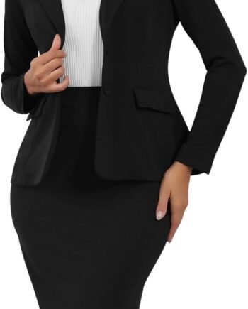 Women 2 Piece Suit Skirt Set Business Office Formal Dress Suit Peplum Blazer Jacket Midi Pencil Skirt Suits