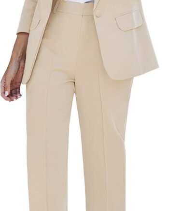 Women Two Piece Sets Pants Suits Dressy Business Casual Outfits Professional Blazer Pantsuits Set Work Office