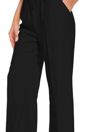 Wide Leg Pants Women High Elastic Waisted in The Back Business Work Trousers Long Straight Suit Pants