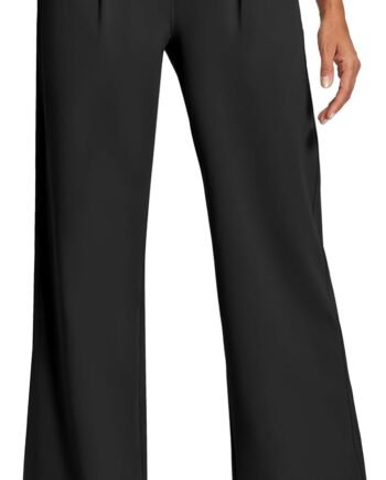 Women Dress Pants Wide Leg Stretchy Work Pants Women Pull On Business Casual Trousers Slacks for Women