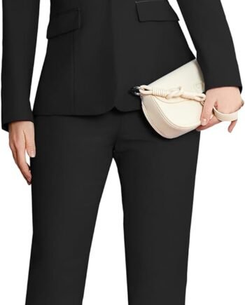 Women 2 Piece Suit Notched Lapel One Button Slim Fit Business Office Work Tuxedo Blazer Pants Set