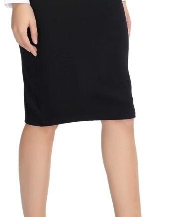Women Elastic Waist Stretch Bodycon Midi Pencil Skirt